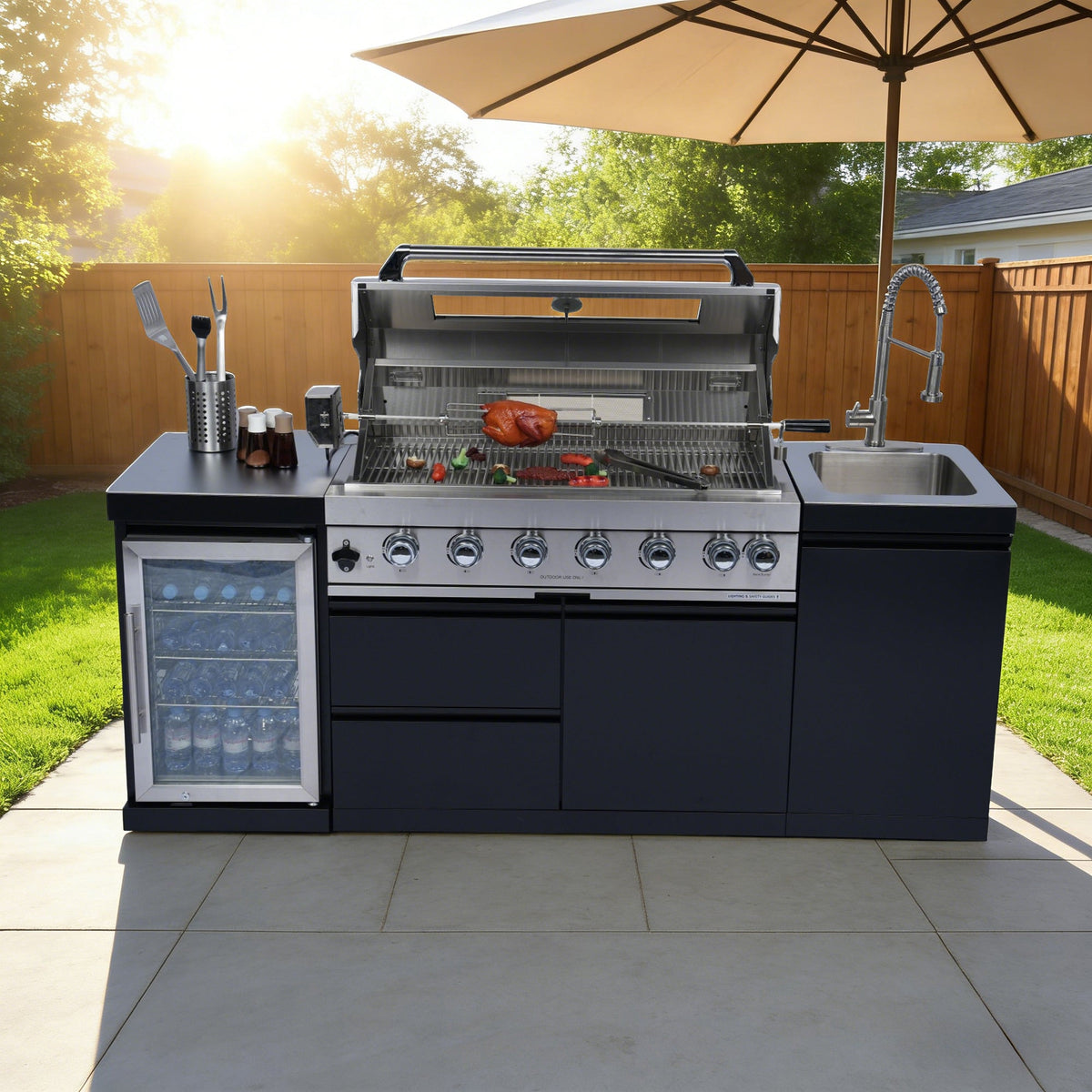 82-Inch Stainless Steel 6-Burner Outdoor Kitchen Grill