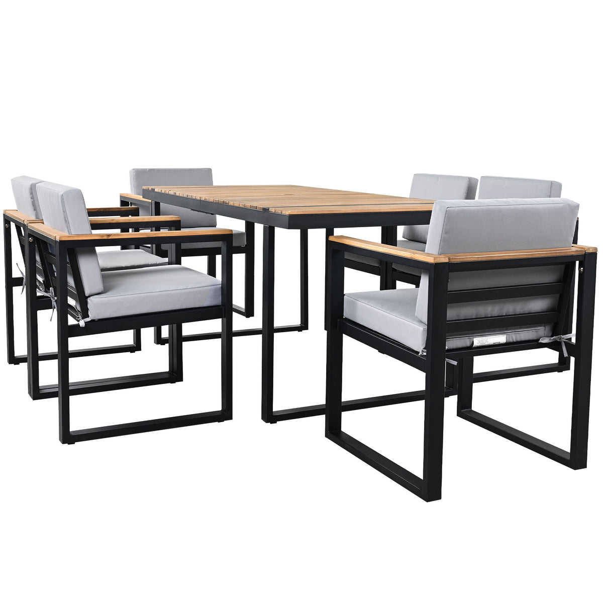 7-Piece Acacia Wood and Steel Outdoor Dining Set