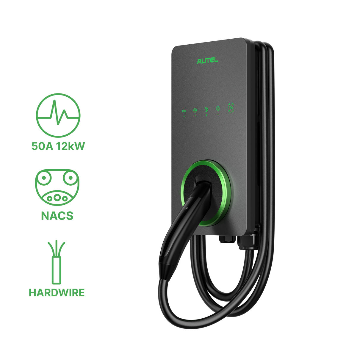 12kW 50A Home EV Charger with NACS Connector – 25 ft Cable