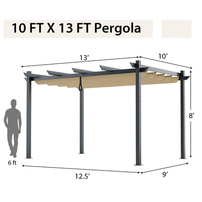 10 x 13 ft Aluminum Retractable Pergola with Canopy