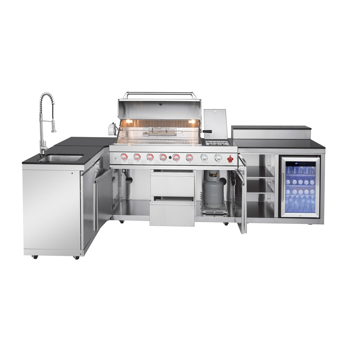 6+1 Burner Stainless Steel Propane Gas Outdoor Kitchen Island