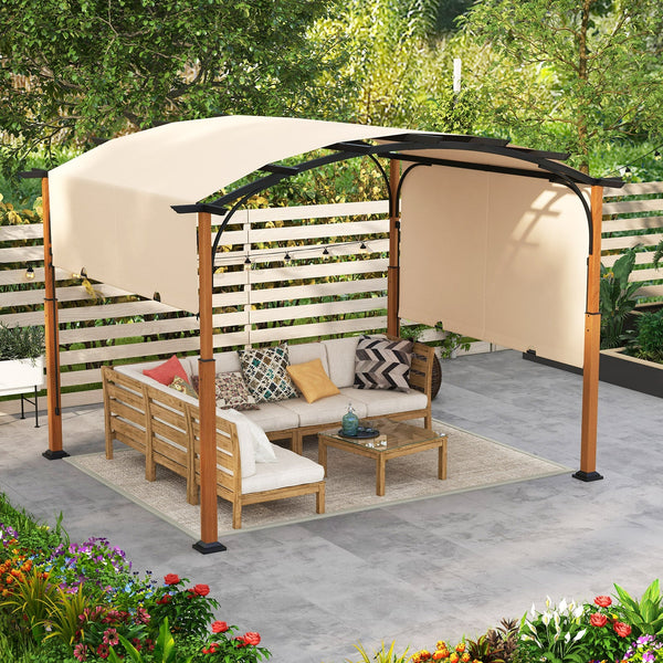 10 x 12 ft Outdoor Retractable Pergola with Canopy