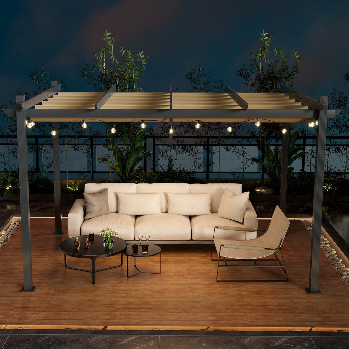 10 x 13 ft Aluminum Retractable Pergola with Canopy