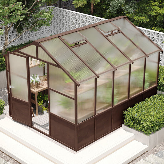 8 x 10 ft Cedar Greenhouse with 6mm Polycarbonate Panels
