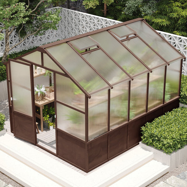 8 x 10 ft Cedar Greenhouse with 6mm Polycarbonate Panels