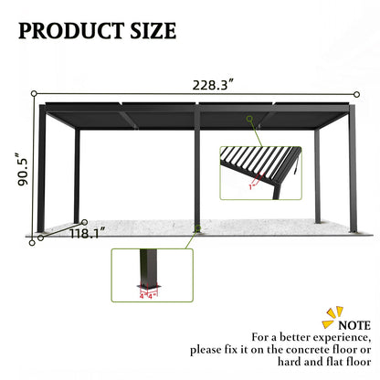 Black Aluminum Louvered Pergola with Adjustable Roof