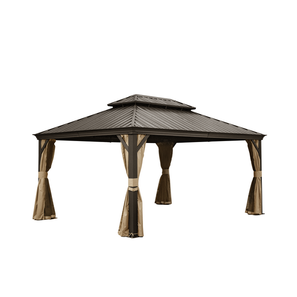 12x16 ft Hardtop Double-Roof Patio Gazebo
