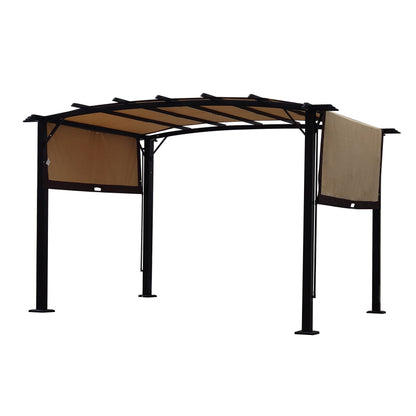 12 x 9 ft Steel Outdoor Pergola with Retractable Canopy