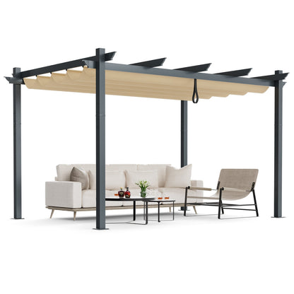 10 x 13 ft Aluminum Retractable Pergola with Canopy