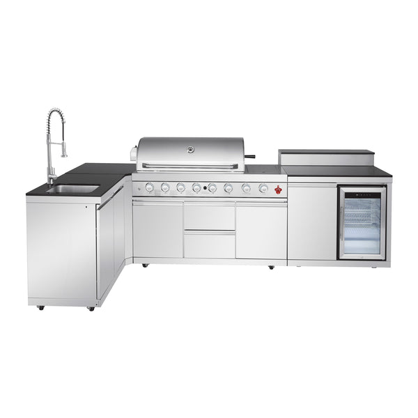 6+1 Burner Stainless Steel Propane Gas Outdoor Kitchen Island