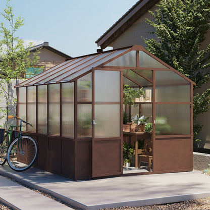8 x 10 ft Cedar Greenhouse with 6mm Polycarbonate Panels