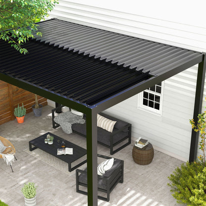 Black Aluminum Louvered Pergola with Adjustable Roof