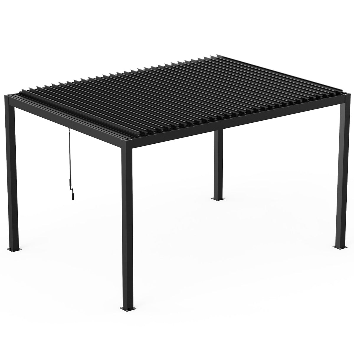 Black Aluminum Louvered Pergola with Adjustable Roof