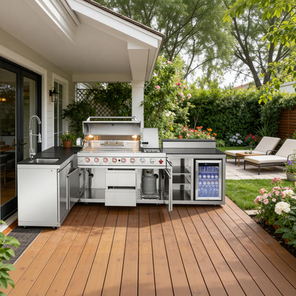 6+1 Burner Stainless Steel Propane Gas Outdoor Kitchen Island