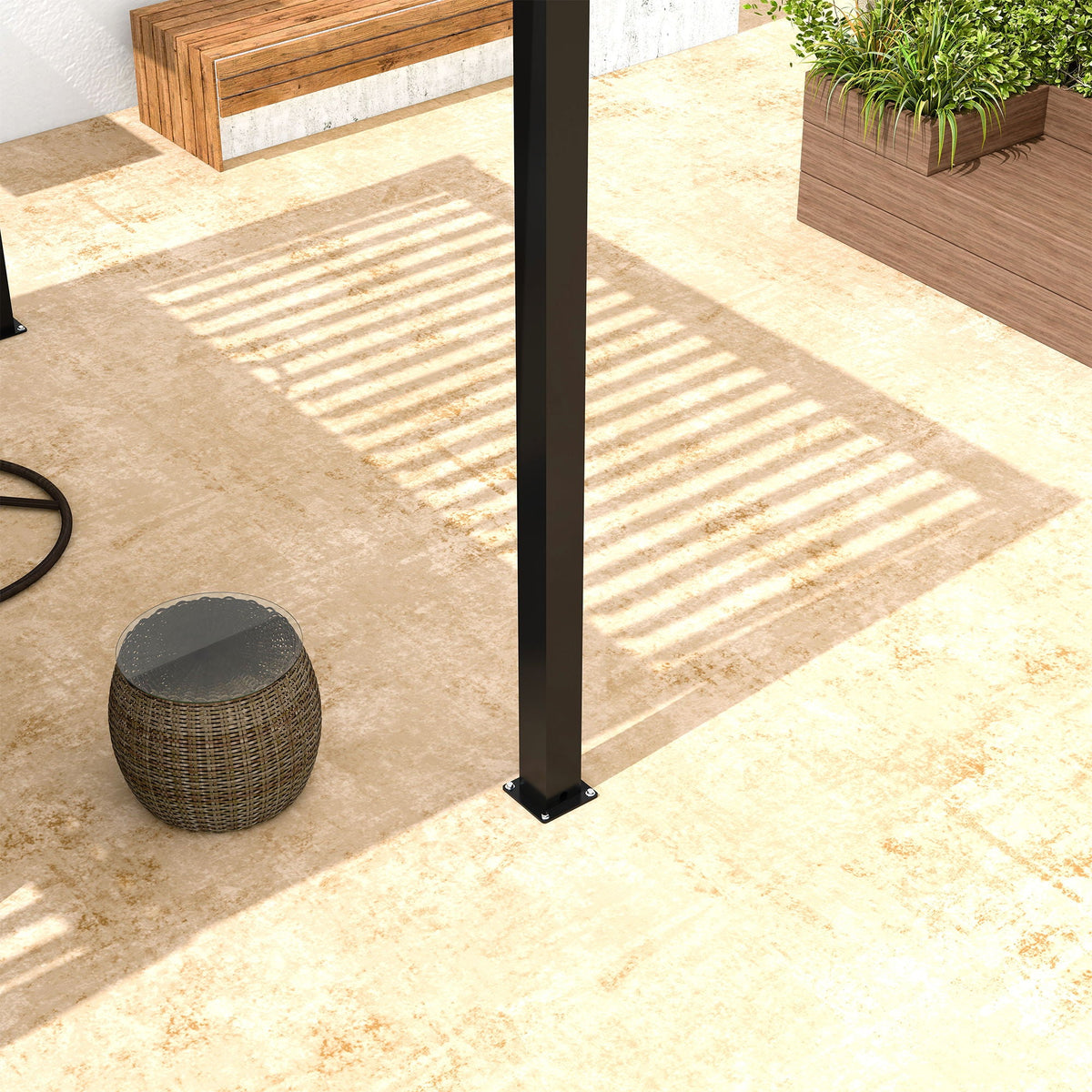 Black Aluminum Louvered Pergola with Adjustable Roof