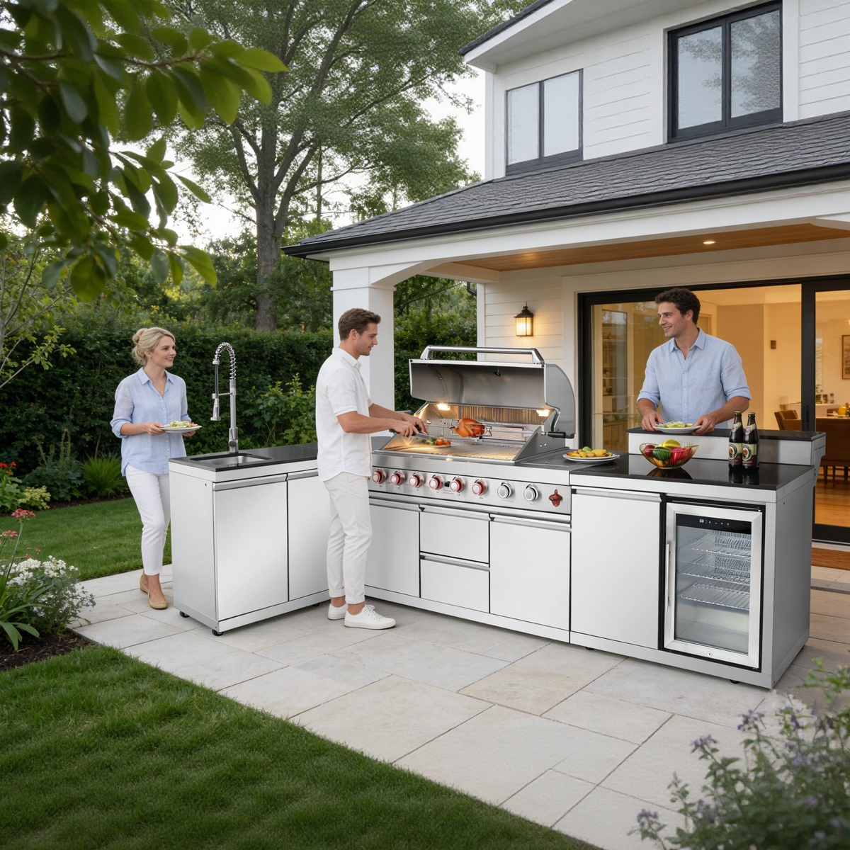 6+1 Burner Stainless Steel Propane Gas Outdoor Kitchen Island