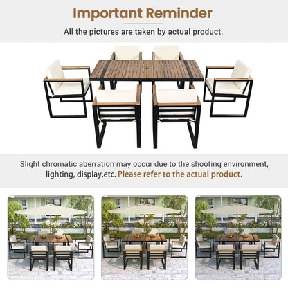 7-Piece Acacia Wood and Steel Outdoor Dining Set