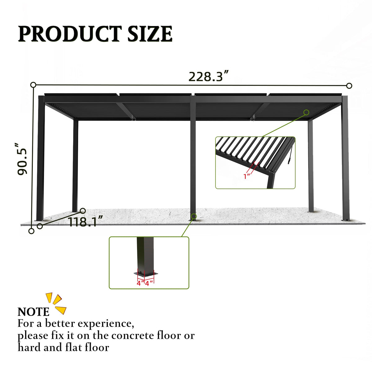 10 x 19 ft Aluminum Louvered Pergola