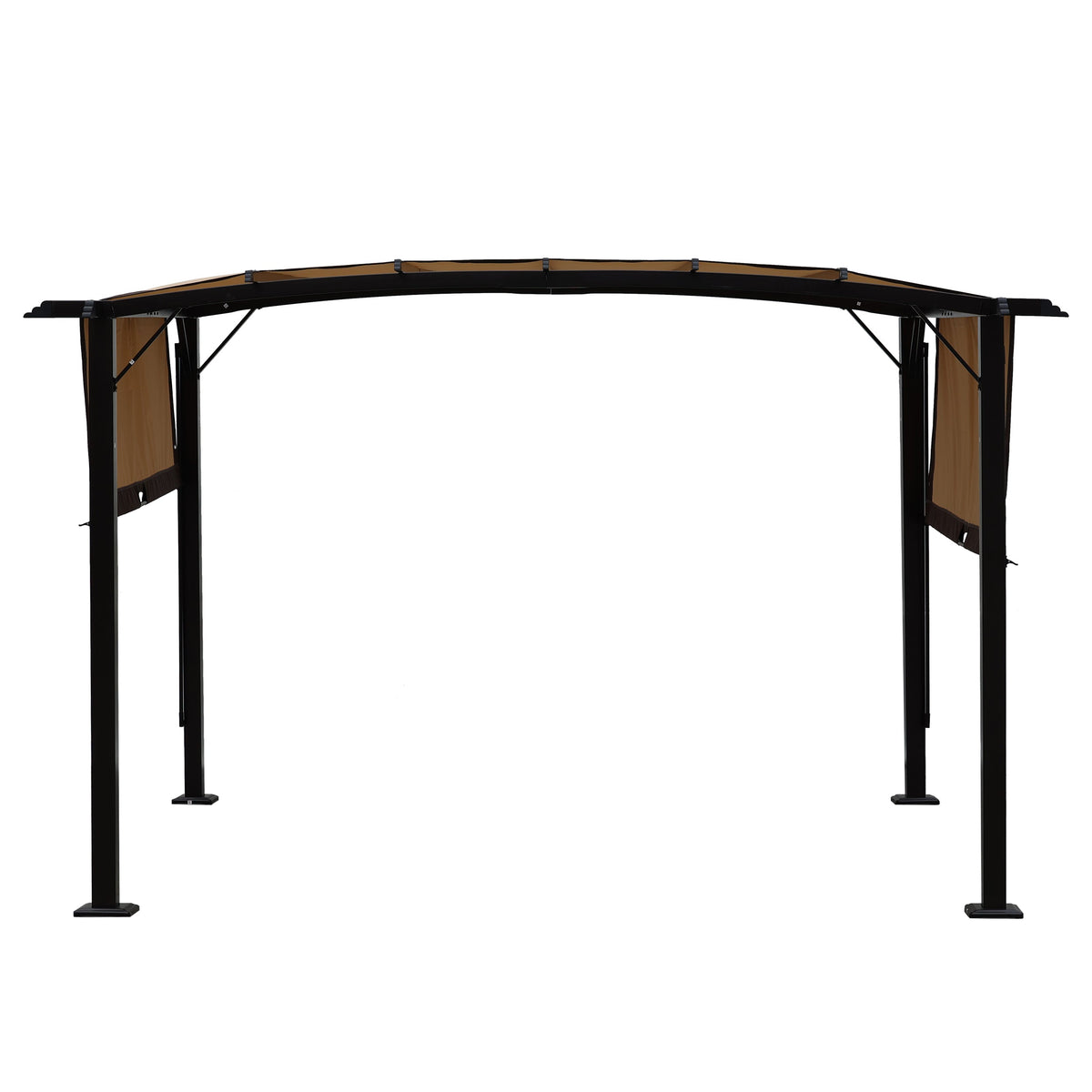 12 x 9 ft Steel Outdoor Pergola with Retractable Canopy
