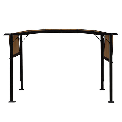 12 x 9 ft Steel Outdoor Pergola with Retractable Canopy