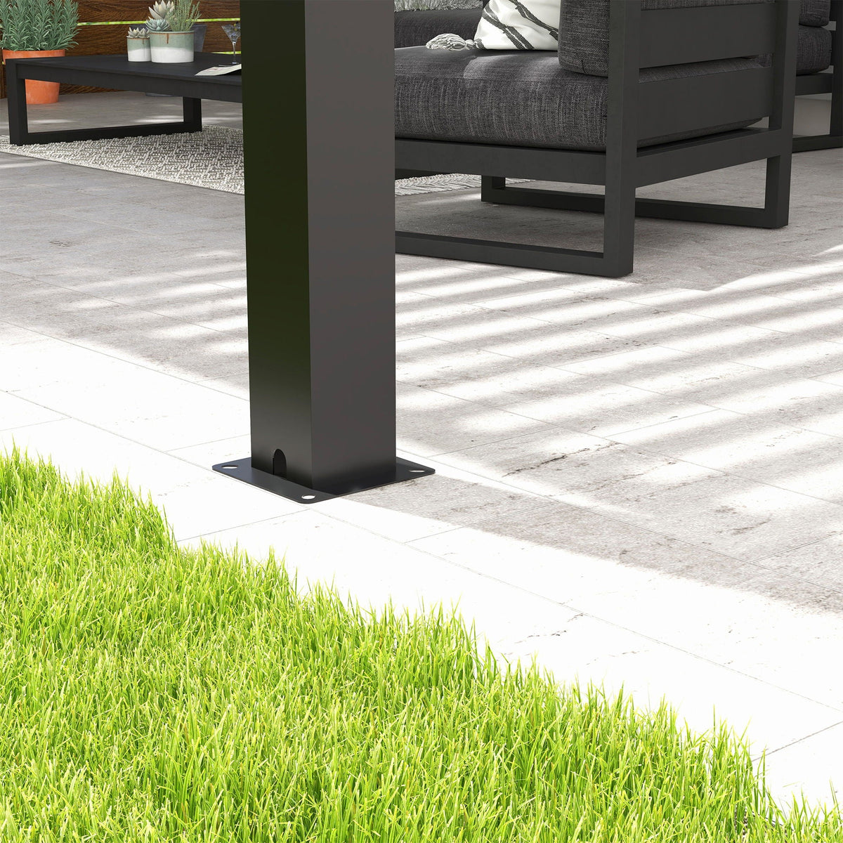 Black Aluminum Louvered Pergola with Adjustable Roof