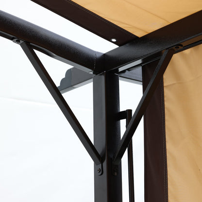 12 x 9 ft Steel Outdoor Pergola with Retractable Canopy