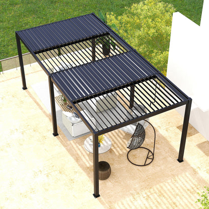 Black Aluminum Louvered Pergola with Adjustable Roof