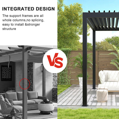 Black Aluminum Louvered Pergola with Adjustable Roof