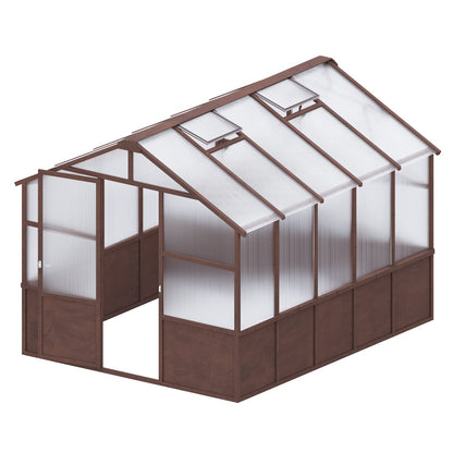 8 x 10 ft Cedar Greenhouse with 6mm Polycarbonate Panels