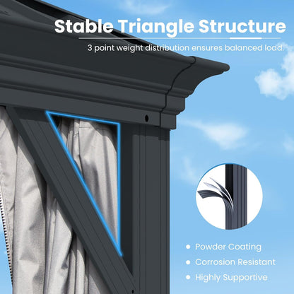 14 x 22 Ft Hardtop Double-Roof Gazebo with Curtains