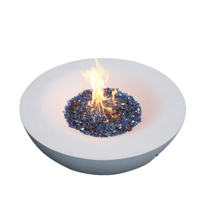 42-Inch GFRC Propane Fire Pit Bowl in Antique White