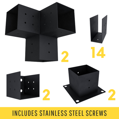 Attached Pergola Kit with Zen Steel Brackets – Up to 12' x 12'