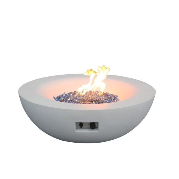 42-Inch GFRC Propane Fire Pit Bowl in Antique White