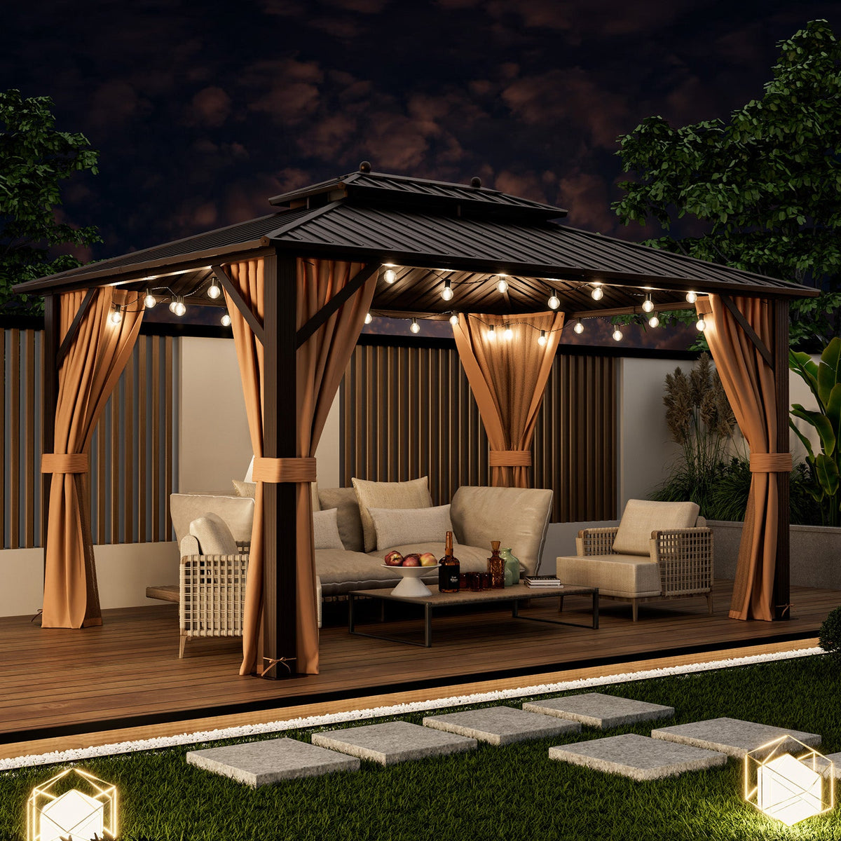 10 x 13 Ft Double-Roof Hardtop Gazebo
