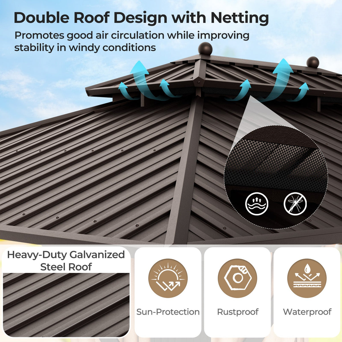 10 x 13 Ft Double-Roof Hardtop Gazebo