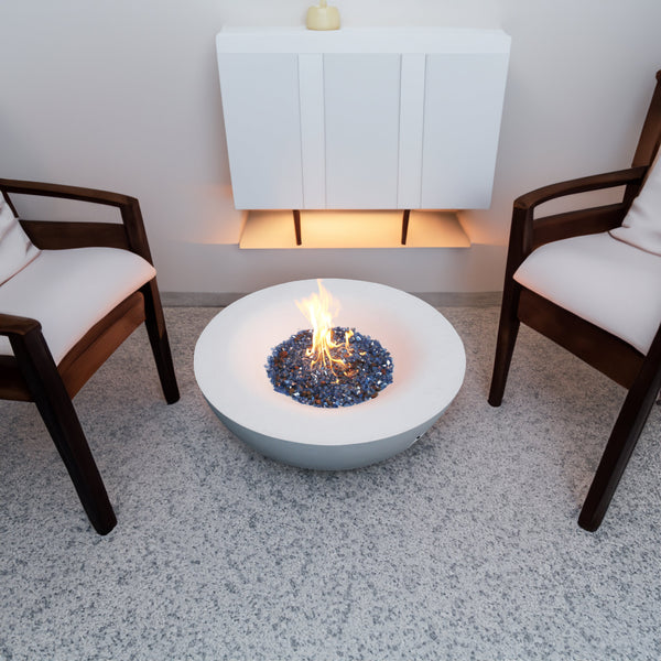 42-Inch GFRC Propane Fire Pit Bowl in Antique White