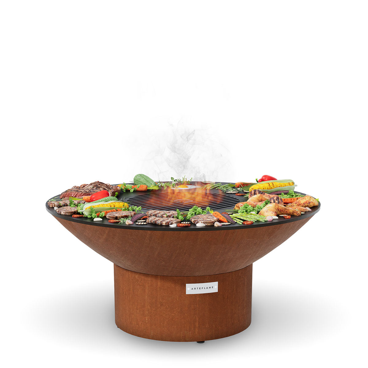 Arteflame Classic 40-Inch Corten Steel Fire Pit with Cooktop