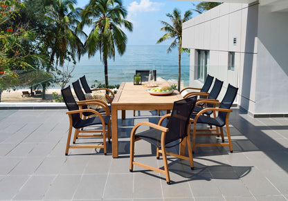 Rinjani FSC Teak Dining Table with 8 Manhattan Armchairs