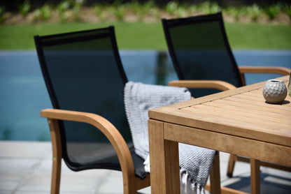 Rinjani FSC Teak Dining Table with 8 Manhattan Armchairs