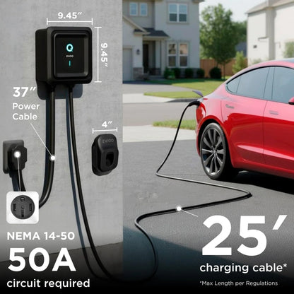 40A 9.6kW NACS Level 2 EV Charger with NEMA 14-50 Plug