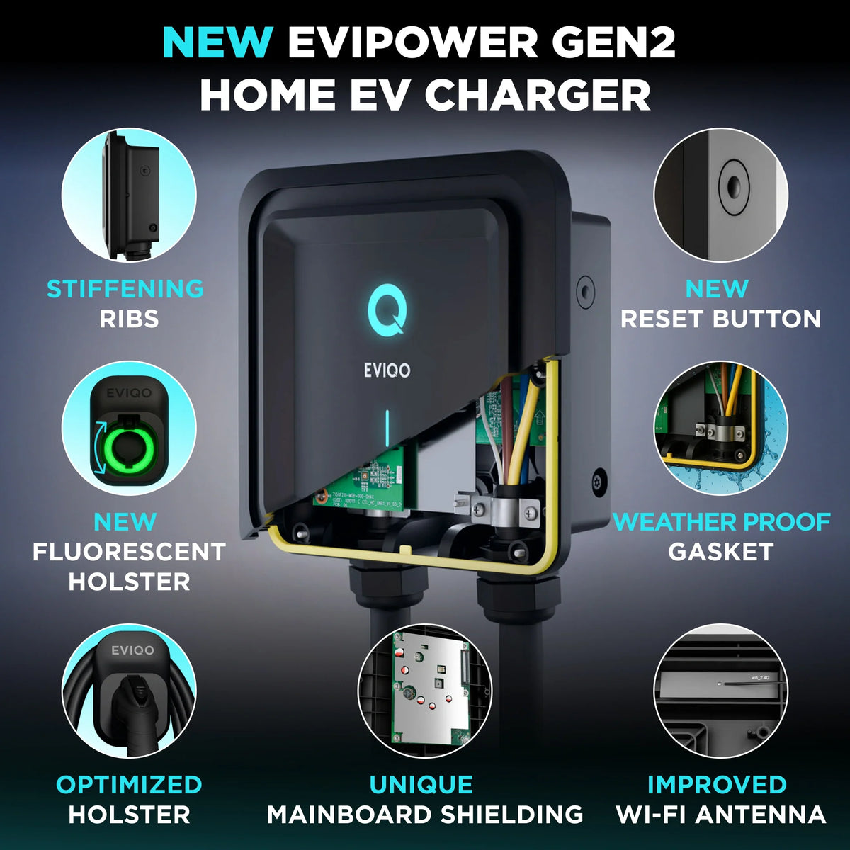 40A 9.6kW NACS Level 2 EV Charger with NEMA 14-50 Plug