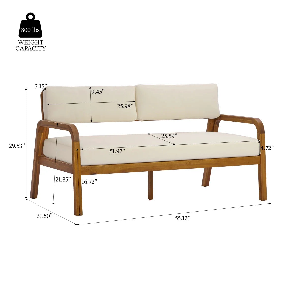 Christopher Knight Home Acacia Wood Outdoor Loveseat and Coffee Table Set