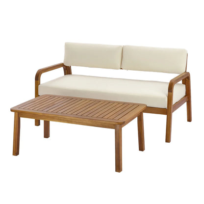 Christopher Knight Home Acacia Wood Outdoor Loveseat and Coffee Table Set