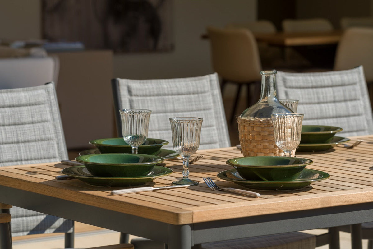 Topaz 9-Piece FSC Teak Dining Set with 8 Armchairs