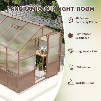 8 x 10 ft Cedar Greenhouse with 6mm Polycarbonate Panels