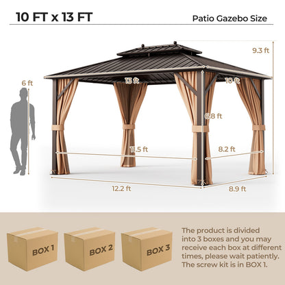 10 x 13 Ft Double-Roof Hardtop Gazebo