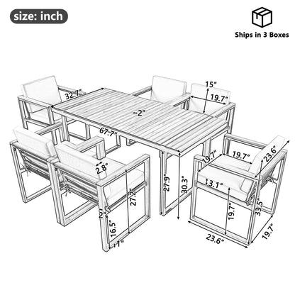 7-Piece Acacia Wood and Steel Outdoor Dining Set
