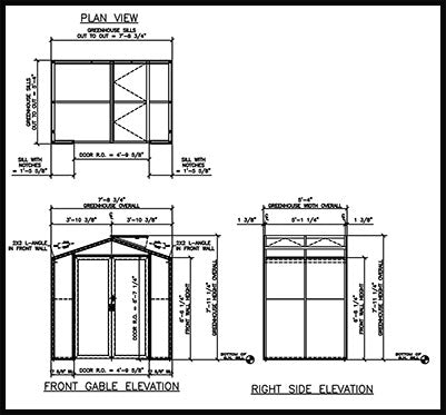 Sago 5 x 8 Aluminum and Glass Greenhouse Kit