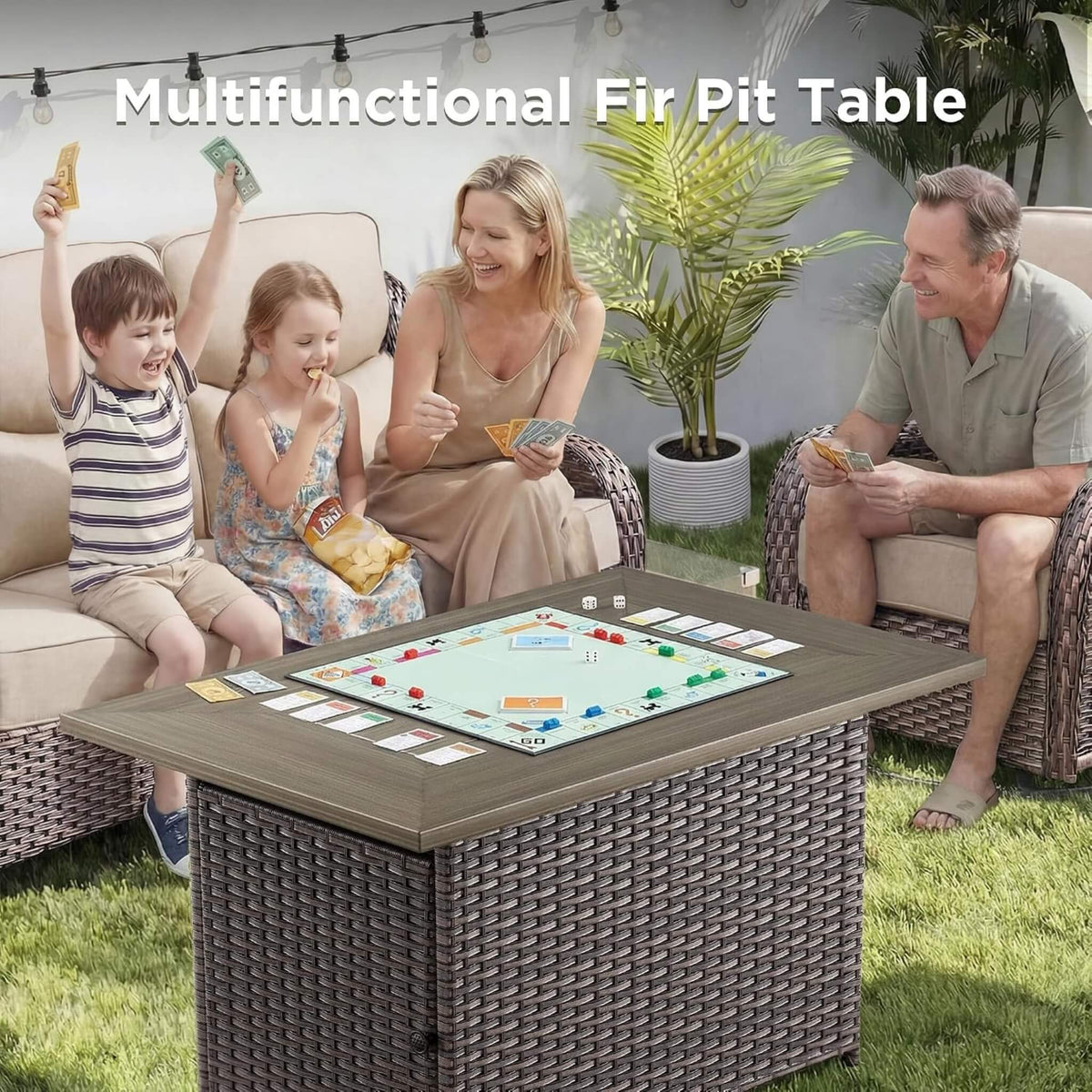 Alora 10-Piece Outdoor Patio Furniture Set with Fire Pit Table