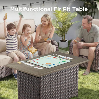 Alora 10-Piece Outdoor Patio Furniture Set with Fire Pit Table